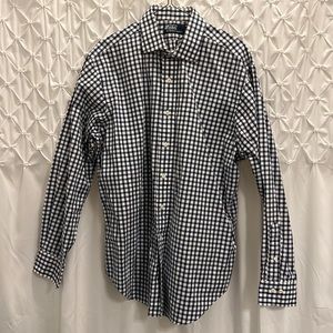 Very lightly worn mens polo Ralph Lauren blue and white dress shirt 16.5